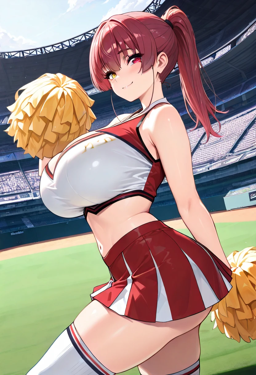 hight resolution, Nakano Nino,1girl in,Pink hair,Short hair,butterfly hair ornament, extra limb, missing limb, extra digit,fewer digit,Voluptuous thighs, Breast Focus, Cowboy Shot, Looking at Viewer, embarrassed,blush,Open mouth,(Big breasts①),(((Big breasts②))), (Cheerleader ①),(((Cheerleader ②))), Park, (Erotic pose①),(((Erotic pose ②))),(All my clothes are wet①),(((all my clothes are wet))),(leg up①),(((leg up②)))