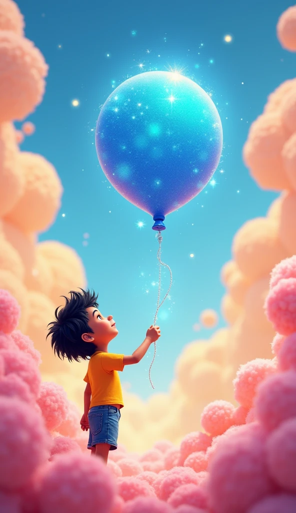 A boy with a balloon
