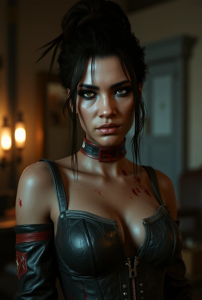 A busty and alluring adepta sororitas wearing a slimfit sport suite, posing at the royal palace gym, realistic, professional portrait photography, masterpiece, ultra-detailed, 8k, high quality, dramatic lighting, vivid colors, beautiful detailed eyes, beautiful detailed lips, extremely detailed face, long eyelashes, intricate details, cinematic composition