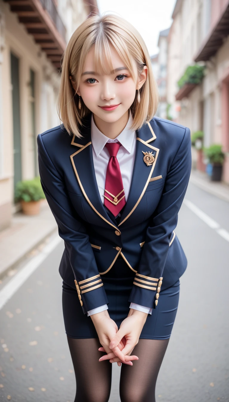 woman、Shortcuts、cute、Looking this way and smiling、bright、popular person、uniform、School