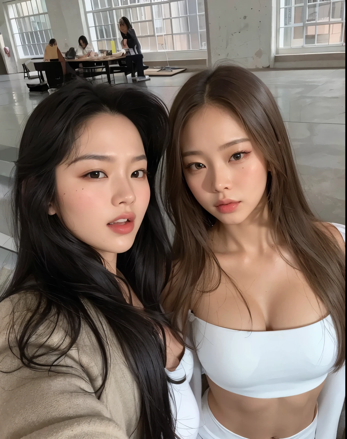 um close up de uma mulher com longos cabelos loiros e um estrangulamento, Ulzzang, cruel korean goth girl, Ela tem cabelo preto com franja, menina coreana, Mulher sul-coreana bonita, wan adorable korean face, young adorable korean face, korean face features, linda mulher coreana jovem, Jisoo do Blackpink, mulher coreana jovem bonita, preto hime corte cabelo, Jinyoung Canela
