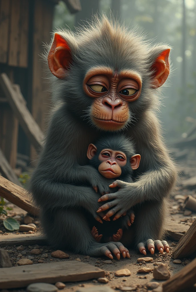Monkey with glasses and a backpack resting on a handrail, Cheburashka, sagui render, foto de retrato em close-up, Macaco vestido de cientista, close - retrato facial de cima, "Retrato de um animal de desenho animado, pixar retrato 8 k foto, 🦑 design, ultra realistic 3d illustration, painting digital adorable, filme fotorrealista ainda