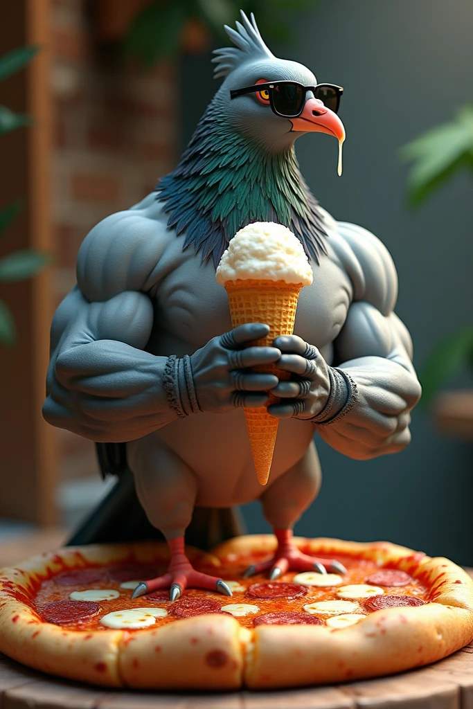 Angry muscles pigeon + parrot 
