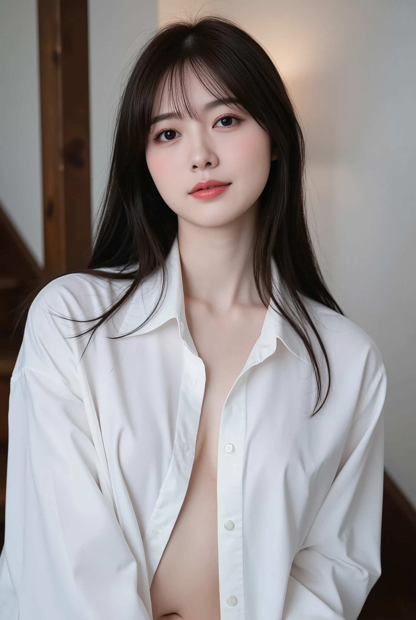 Highest quality、Ultra-high resolution、(Realistic)、18-year-old girl、((((Taking off your school uniform))))、((((I can see your nipples)))),Hyper Detail、Super Realistic、(Realistic)、More about beautiful skin、(masterpiece:1.0)、(Highest quality)、(Ultra-high resolution)、8k resolution、Canon EOS R5、135mm、Absurd、Very detailed、Sharp focus、Fine skin、(((Chirarizum、Small breasts)))