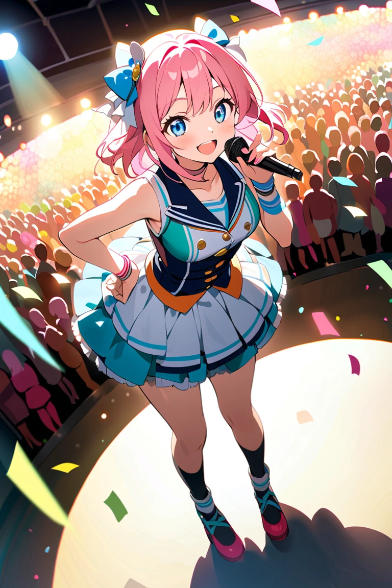idol, pink dress, sing