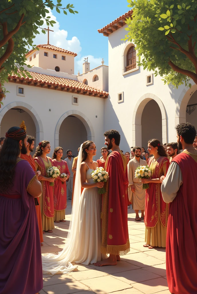 ancient man and woman wedding in the temple