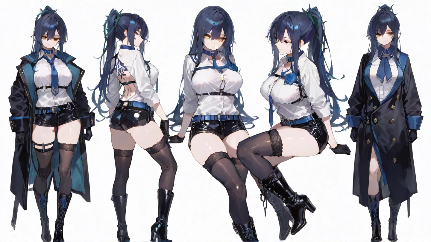 (best quality, masterpiece), 1girl, 15 yo,cute, standing girl, three view drawing, front and back and side, character sheet,full body,simple background,