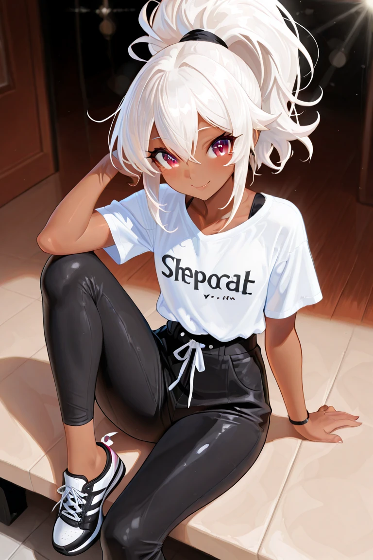 zPDXL, score_9, score_8_up, score_7_up, source_anime, 1girl, solo,
<lora:Cotton_v2:0.8> cotton tights, black legwear, no shoes, Pokemon, Bea, dark-skinned female, silver hair, muscular, flat chest, sweater,