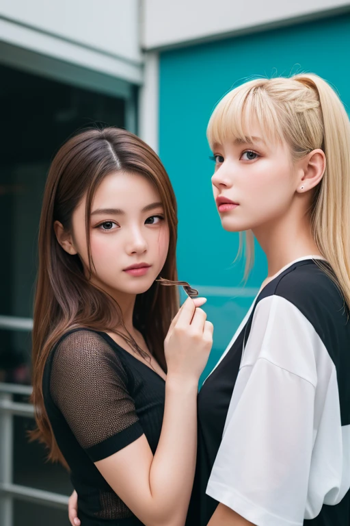 Ulzzang girls, ulzzang girls, Korean ulzzang, girls, blonde hair, cute eyes, cute face, cute, pout, cute smile, small smile, cute pout, ulzzang 