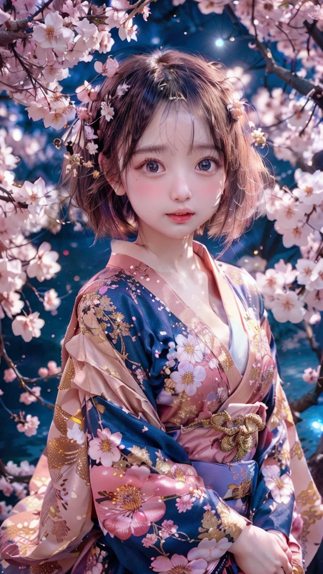 （Need，tmasterpiece），1girll，Pose，Particle，ventania，florals，The upper part of the body，simplebackground，looking at viewert，Focus on the face，The color hair，Detailed face，realisticlying，