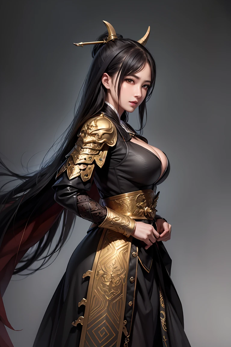 Best quality，masterpiece：1.4），Ultra-high resolution，realistically，Front lighting，Intricate details，Exquisite details and textures，1 Girl，solo，（young），Facial highlights，Upper part of the body，Detail production，Tear mole，White skin，black hair，Ponytail，braid，Looking at the audience，big eyes，（hollow pattern，black，Silk dress），ear nipple ring，(((Large Breasts、Breast sagging、Low-cut，Cleavage ，Wide hips,)))((Long legs)),Hourglass figure)),，fit，VIP room，Professional lighting，Photon Mapping，Wireless City，Physically based rendering，