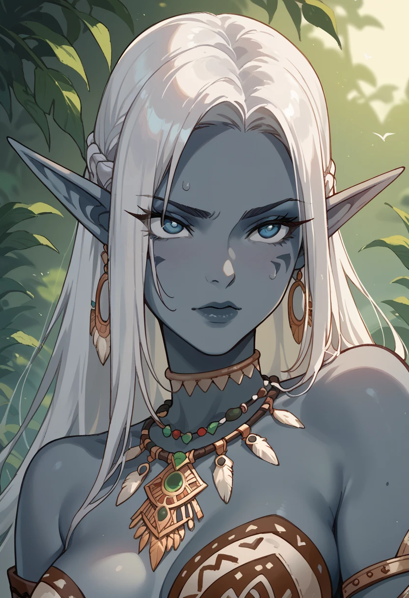 {4k image}, 1beautiful elf woman ((dark skin)), 30 years old, greek nose and hearth shaped lips, busty, extremely big hair, looking straight ahead with a neutral expression, {face portrait}, no background, manga lineart{monochrome}