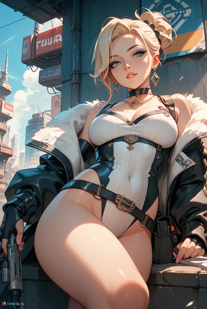 official art, unity 8k wallpaper, ultra detailed, beautiful and aesthetic, High quality, beautiful, masterpiece, best quality, (zentangle, mandala, tangle, entangle:0.6), ((large breasts)), ((cleavage)), curvy, (pale blonde twin ponytails), thicc