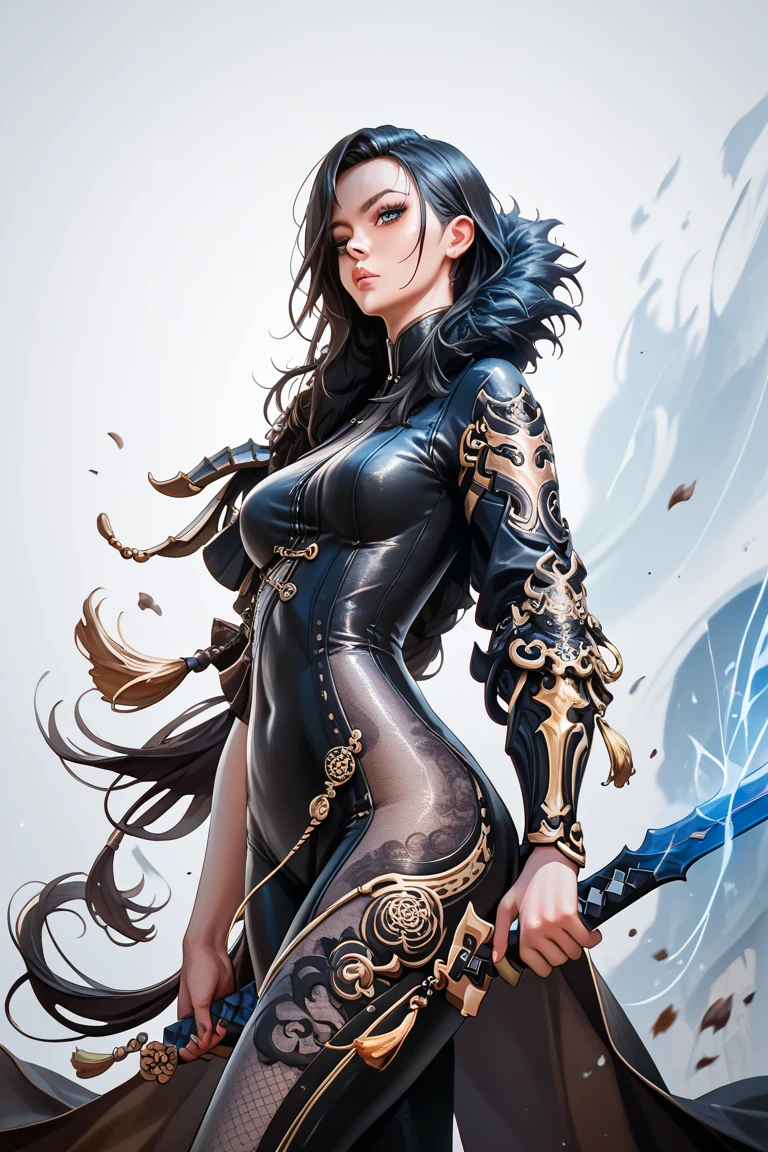 (1girl:1.3), solo, official art, unified 8k wallpaper, super detailed, beautiful and aesthetic, beautiful, masterpiece, best quality, raw, masterpiece, super fine photo, best quality, super high resolution, photorealistic photo, sunlight, full-body, amazingly beautiful, sexy, hot body, dynamic pose, delicate face, perfect eyes, she is wearing berserker suit, long blue hair, holding saber, blue and gold color scheme, detailed face, detailed complex busy background, messy, gorgeous, milky white, highly detailed skin, realistic skin details, visible pores, sharp focus, volumetric fog, 8k UHD, DSLR camera, high quality, film grain, fair skin, photo realism, lomography, huge castle,