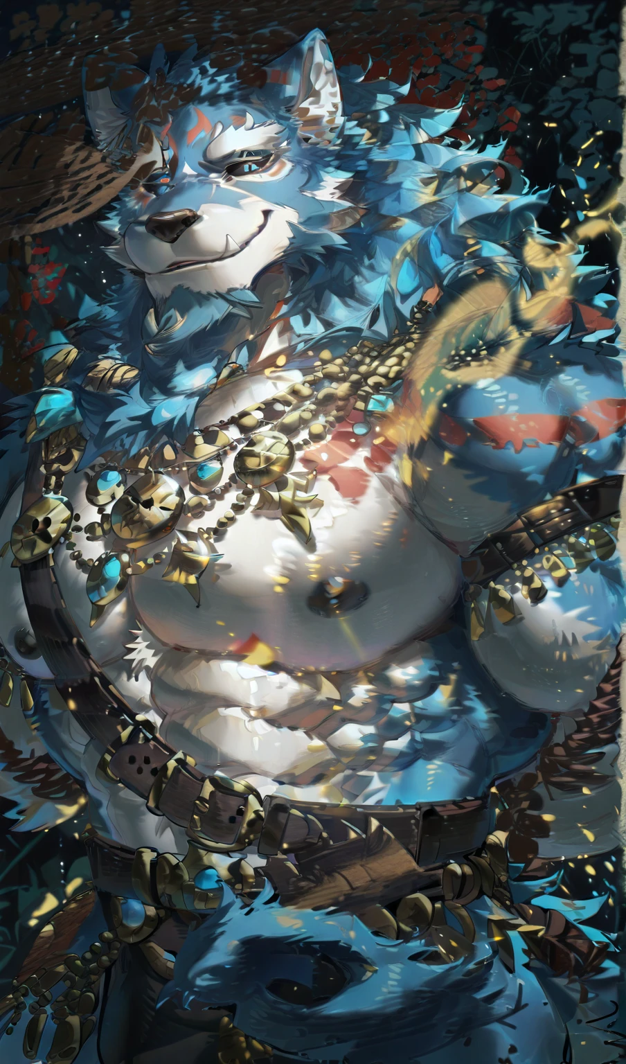 best quality, detailed drawn hands, realistic fingers), (masterpiece, finely detailed eyes: 1.2), ((Best quality)), ((masterpiece)), (highly detailed:1.3), anime, 1boy, 1male, (solo:1.2), yellow eyes, red hair, medium hair, slime hair, (slime boy, blue slime, covered in blue goo, dripping slime), necromancer’s robe, naked underneath robe, belly, round belly, fat belly, smirking, smug expression, fantasy, sharp teeth, fat male, (fat fetish commission:1.2), (pixiv), deviantart, (weight gain commission), fat fetish, belly kink
