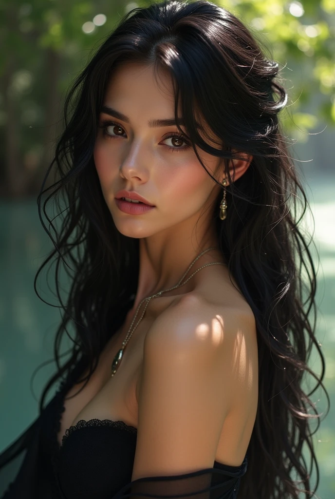 topless Portrait of A confident-looking indian woman with long flowing hair, hazel eyes, with flowing cape, wearing designer jewellery, visible c-cup breast sitting on boat, ocean background, bokeh perfect composition, hyperrealistic, super detailed, 8k, high quality, trending art, trending on artstation, sharp focus, nude photo shoot, intricate details, highly detailed, art by greg rutkowski