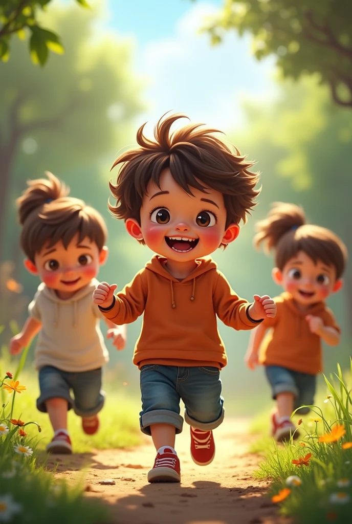child facing children , walking before them with your head held high through them