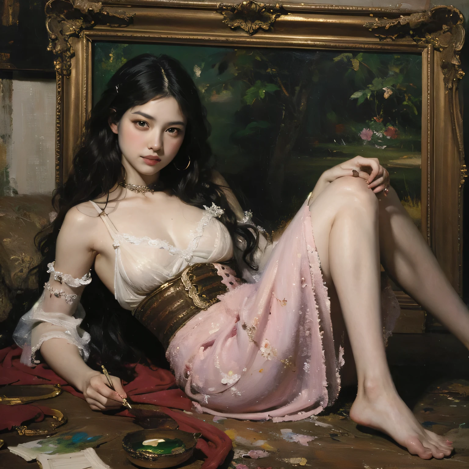 (((8k RAW photo, hyper realistic, masterpiece, best quality, crisp detail, high definition, high detail, very rich detail, sharp focus, sharp detail, colorful, rich color, cinematic, perfect studio lighting, full body photograph, mystic atmosphere))), (((fully naked) young colorful anger goddess, (fully nude), (adorable beautiful baby face, evil round face, (smooth straight) bob haircut with pony, purple haired goddess, purple eyed goddess, big breast), (spreading legs on the throne), smooth body, ideal body, evil smile)), ( (showing ((pussy, nipples)))), ((purple plants, greek parthenon, naked female slaves)),