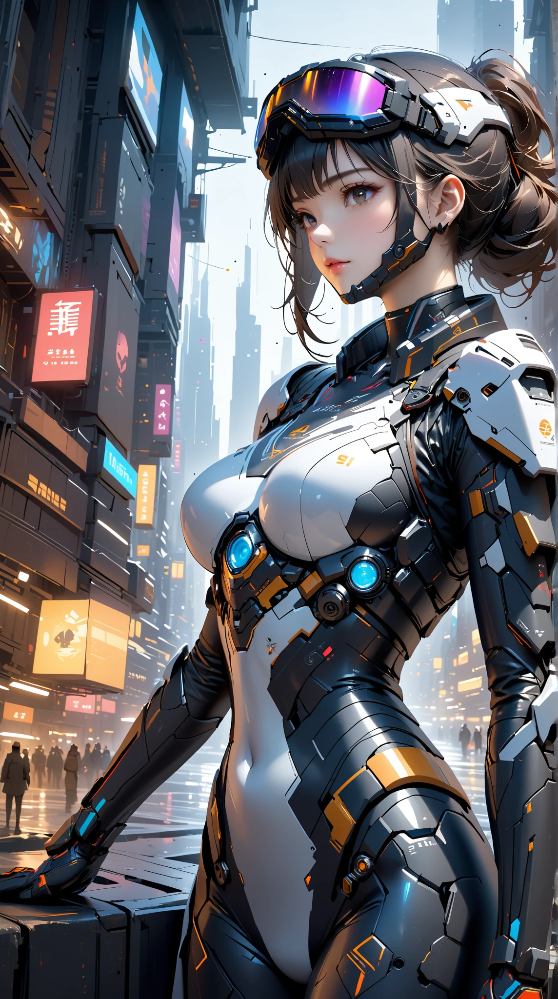 score_7_up、source_anime BREAK cyborg、ghost、Grain、score_9、score_8_up、score_7_up、masterpiece、Highest quality、Very detailed、One person、solo、spine、Jacket、Machinery Parts、sf、Android、cyborg、Bodysuits、Gradation、lips、joint、robotjoint、Closed Mouth、Perfect for the skin、Mechanical Arm、robot、Looking at the audience、Cyberpunk city background、Neon Trim、Glow Neon、Pause、