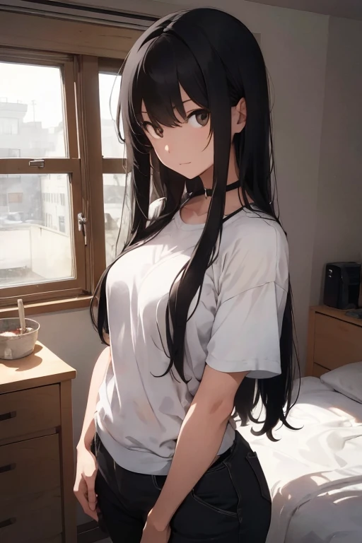 (((masterpiece))),(((High resolution)))、(((8K quality)))、(((perfect face)))、(((Korean idol))), ((oversized T-shirt)), panty, look at the camera, ((top quality eyes)), detailed texture, back, ass