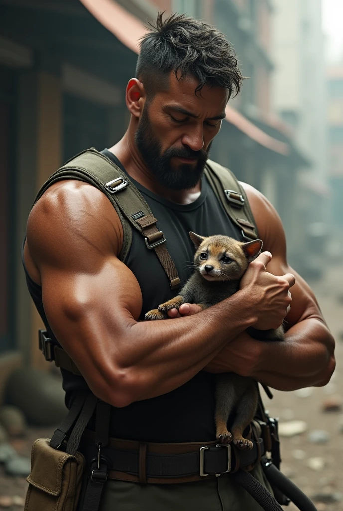 Male Hero saving cats and dogs