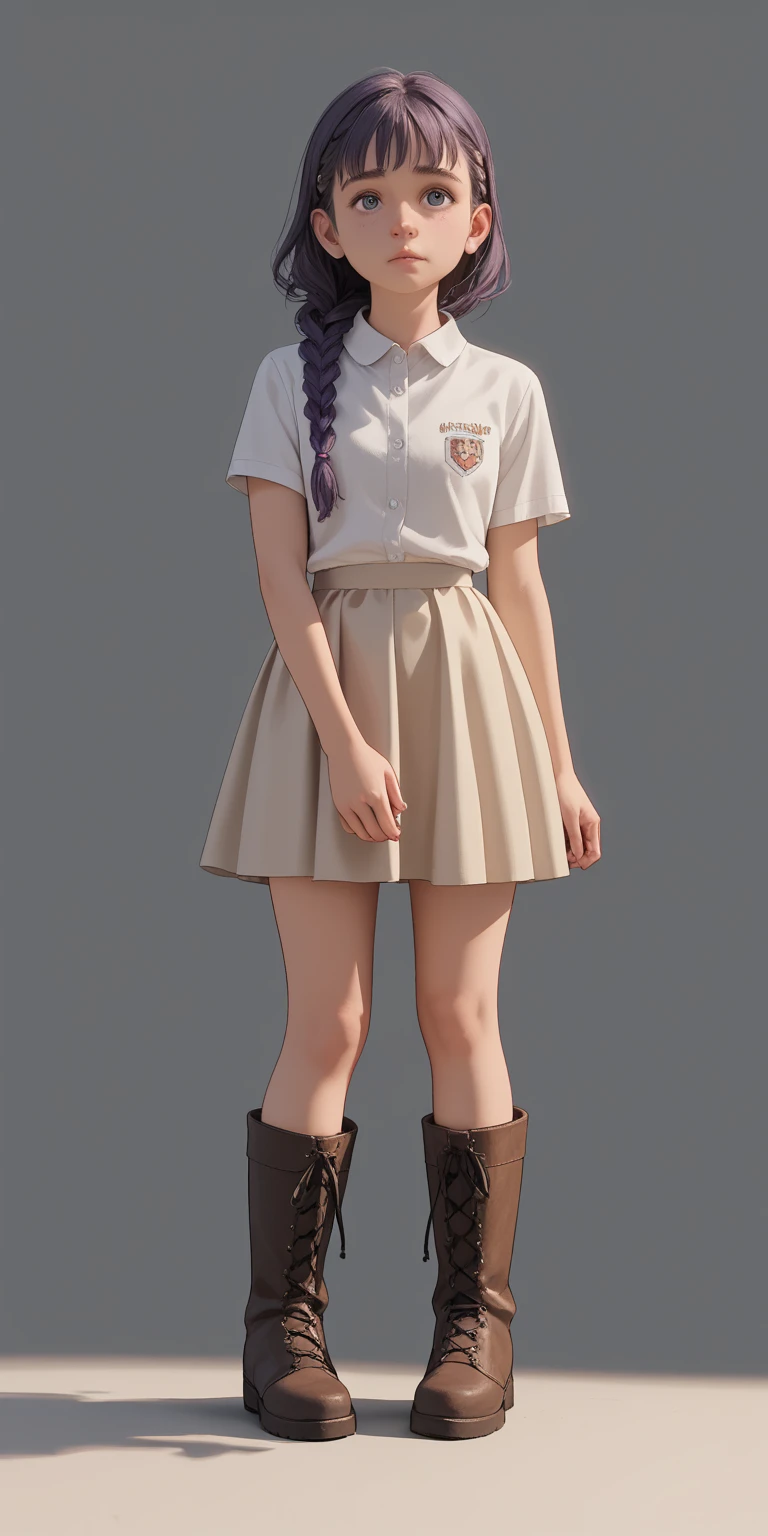 Make a realistic girl in uniform, white socks and flats