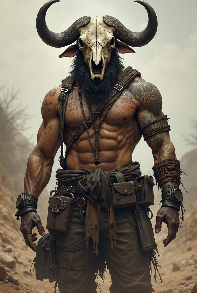 make a demon man with only pants in the old RPG style


