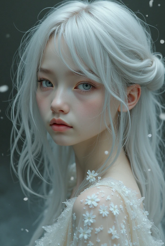 (Best Quality Detail)、realisitic、8K UHD、hight resolution、(1girl in:1.2)、(low angles)、(Knee shot)、The ultra-detailliert、High quality textures、intricate detailes、detaileds、Very detailed CG、High quality shadows、Detail Beautiful delicate face、Detail Beautiful delicate eyes、depth of fields、Ray traching、in her 20s、(Cute smile)、Pretty Kpop Girl、(Korean Urzan Face)、Slender face、(ulzzang -6500-v1.1:0.6)、pureerosface_v1、gloweyes、perfectbody、 look at viewr、(raise both arm)、(White hair color)、in her 20s、Pretty Kpop Girl、(Korean Urzan Face)、Slender face、(ulzzang -6500-v1.1:0.6)、teak、Glossy lips、Hasselblad, Carl zeiss, Incredible dynamic range photography(UTIL_Art by Smoose-768:1.1), Natural color reproduction, (strong lights)、(the flower crown)、(a choker)、Natural color reproduction、(Brown eyes)、(White hair), (short-cut)、(Pattsun bangs)、(bangss)、 Shiny hair、Description beautiful delicate hair、(Lustrous skin)、(long-sleeve)、corsets、long skirt、(the wind)、(snowscape)、(Falling snow)、