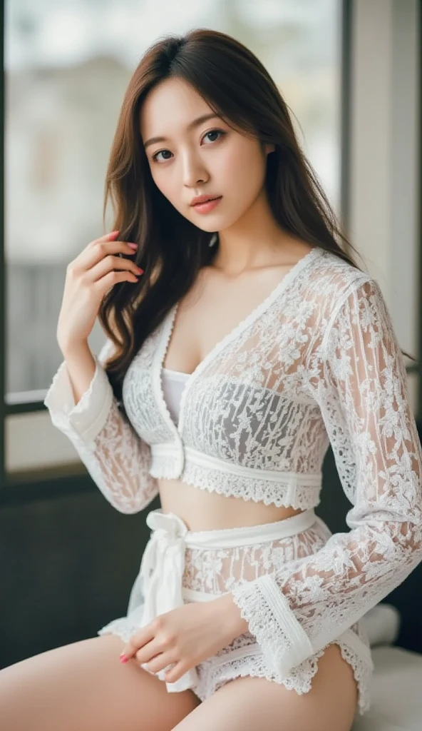 Dark brown hair、Light brown eyes、Japanese actress、I am about 40 years old...、(Intricate details:1.2)、(Which is the top???:1.4)、 (Ultra-high resolution:1.2)、Ultra-high resolution、(Finely tuned)、(Detailed facial features)、Hmph、8k resolution、D cup size breasts、Long Hair、Large windows、Extravagant space、relax、、,Full body photo、headからつま先までのショット、Beautiful feet、Beautiful feet、A refreshing, sunny living room、she, household items,   (plant:0.8), Fashion Hub, Extremely detailed, Very detailed, Realistic, Hourglass Shaped Body, Obscene pose,、、私 cry a lot、tears、person on the left、White wall、White floor、diagonally from below、please lift your chin、relaxした表情、Pose of Weakness、(auraroid photo:1.2)、From outside the window、A masterpiece of transparent painting、8k、32k、highest quality、(Details of both eyes)、1 girl、elegant、(Loose dress　Loungewear :1.4)、sit、(Angle from above、Take a look here、Tilt&#39;head:1.2)、Hilarious、Looking at the camera、