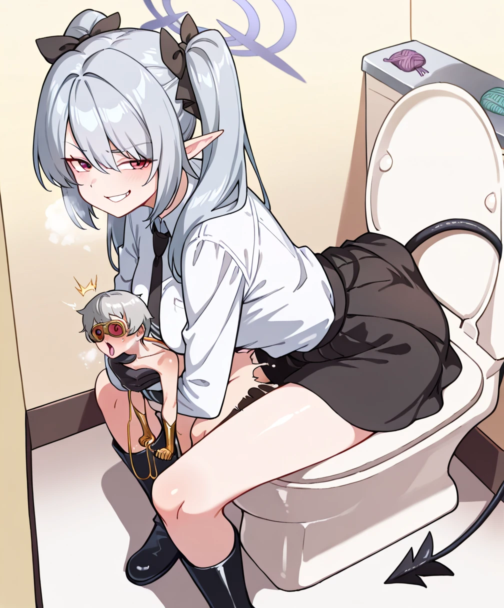 Highres, Masterpiece, Best quality at best,Best Quality,hight quality, hight detailed, 2boy, Shota, Elf ear, Blowjob, Sleeveless hoodie, Shorts, (very young boy), (very small and short body), s, hansome, Sweat