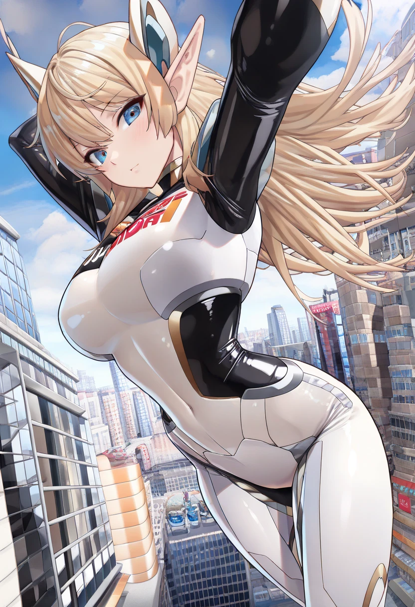 (Aerial view), dynamic angle, ultra detailed, illustration, close-up, straight, only 1 woman, ((interface headset, red suit: 1.4, blonde)),Her eyes shone like dreamy stars,(bright eyes:1,233 ),(beautiful and detailed eyes:1.1),(expressionless, closed mouth),(standing), (mechanics room with tools and spaceship window on a white spaceship), (night:1.2),dreamy, [[delicate fingers and hands:0.55]::0.85],(detail of fingers)