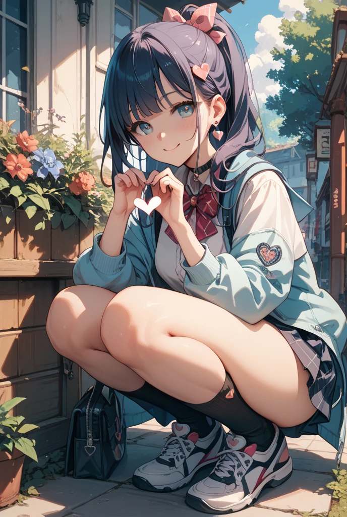 ((masterpiece, sidelighting, finely detailed beautiful eyes: 1.2)), ultra-detailed, ultra high res, professional lighting, high quality makeup, beautiful detailed eyes, beautiful, big eyes, drooping eye, (solo), (:1.3), (elementary school student, school uniform:1.2), (red school bag, Randoseru:1.2), (Loli:1.3), ite body:1.3), (flat chest:1.2), blush cheek, blush body, moist eyes, black hair, short hair, ahoge, (hair over eyes:1.6), glasses, Extremely cute, (extremely detailed beautiful face), Authentic skin texture, beautiful hair, beautiful face, beautiful eyes, beautiful body, beautiful hands, squat, (face focus:1.6), white underwear