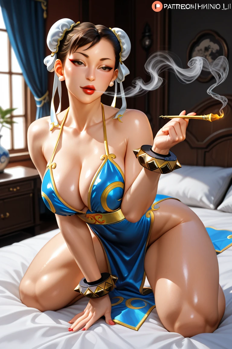 Highly detailed RAW color Photo, of (1 Polish girl, 50s hairdo), toned physique, (elegant, beautiful face), (retrofuturism), mechanical, gears, (detailed skin), (oil:0.6), (tesla coil:0.4), (Nixie tube:0.8), (highly detailed, hyperdetailed, intricate), (bloom:0.4), soft lighting, (side lighting:0.8), 8k, shadow casting, full body, open pose, zoom out, photographed on a Leica 10772 M-P, 85mm macro lens, F/8 aperture, film still, (Student, sexy), short hair, fashionable cloth, y2k, (on bed, lying face down, sleeping in the position, (detailed bedroom)), lora:koreanDollLikeness_v15:0.4>,nsfw, (cool),  (extremely detailed face) (very detailed and expressive eyes), ((looking back)) finely detailed small breasts finely detailed small nipple finely detailed, sexy round ass, beautiful long legs, (Hanfu) revealing clothes, breasts out, looking at viewer outdoor day, ((view from below))