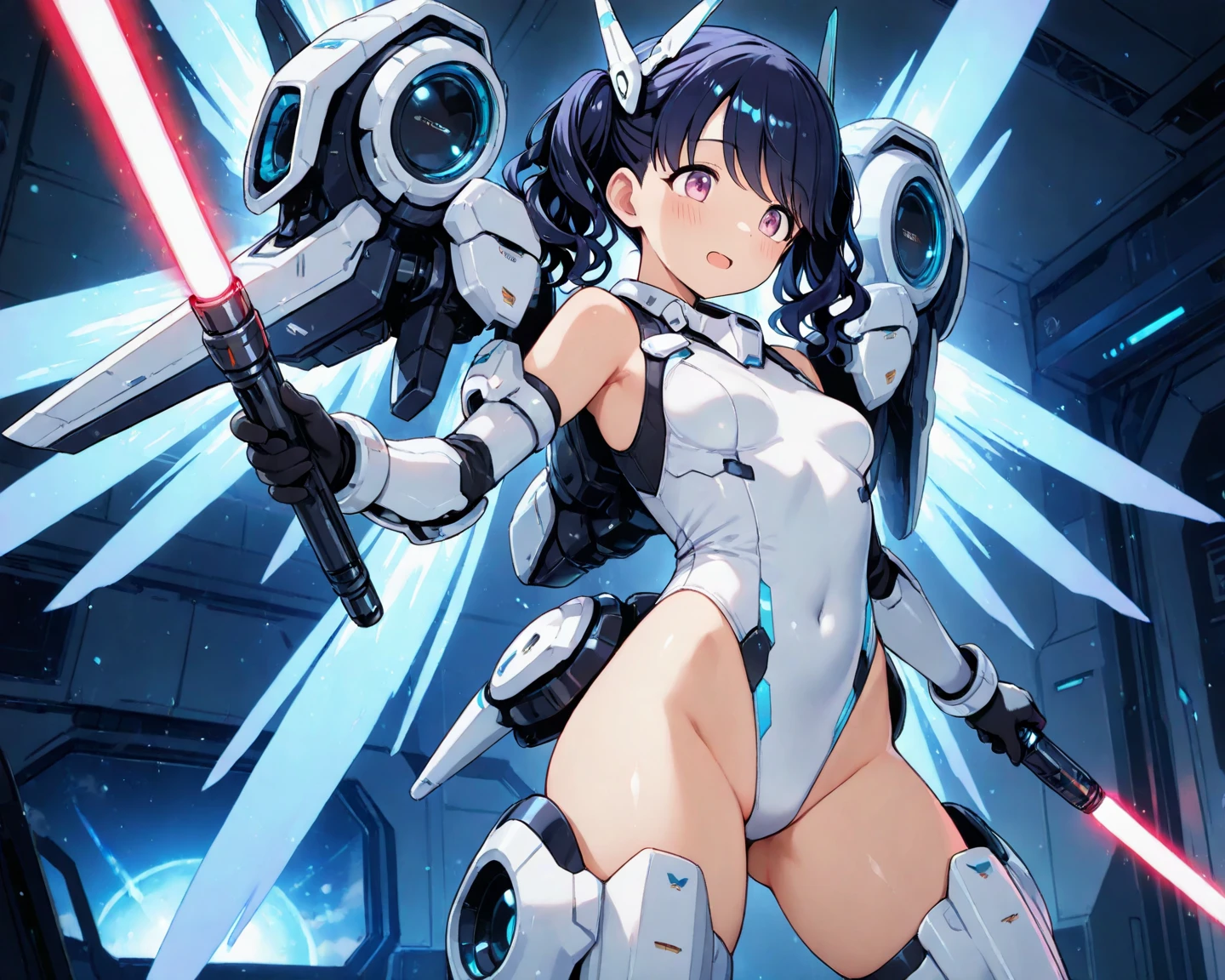 Extreme detail,masterpiece,futuristic city,girl with (energy shield):1.3,tight-fitting bodysuit,protecting herself from danger,using shield in battle,futuristic buildings,flying cars,shield growing brighter,repelling invader