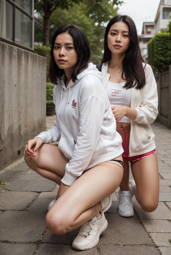 A 20-year-old Taiwanese beautiful girl,squatting pose,Look up at the perspective,Wear transparent clothing ,Skateboard with your toes
