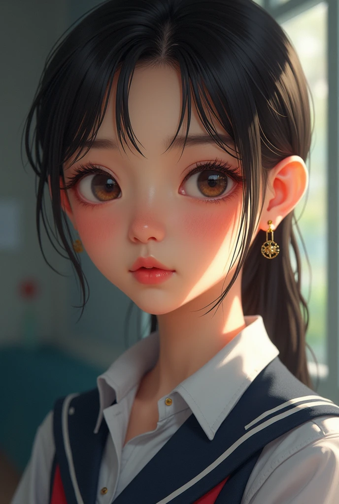 Pop Mart,girl,lovely,cute Disney cartoon style,figurines,sitting posture,harmonious beauty big eyes,[scene] background,resin material all over, 3D,C4D,octanerendering,noise reduction and fine details,realistic textures cinema lights,8k
