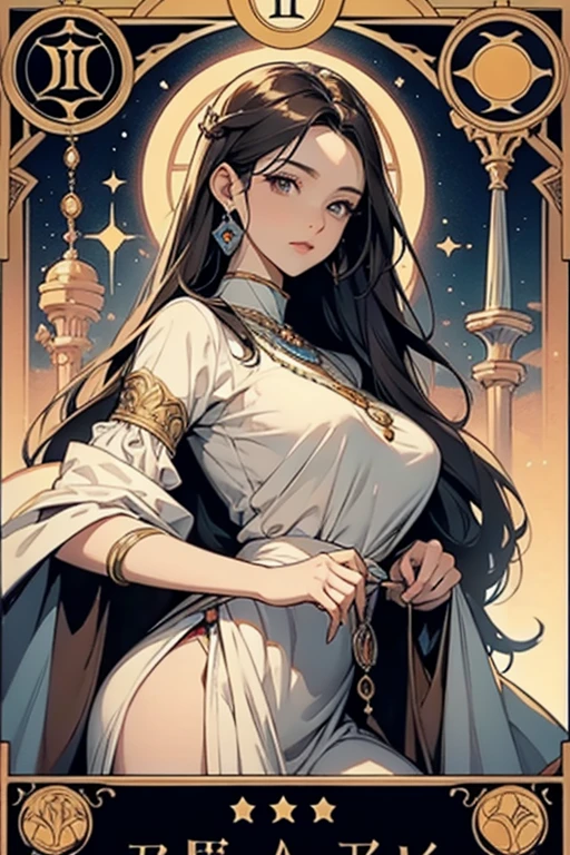 Black Hair, Immortal, Beauty, Royal sister, Stepmother, White and gold robe robe, Golden Phoenix Coronet, Hair Bunch, Beautiful Breasts , Mature Woman，Sunshine