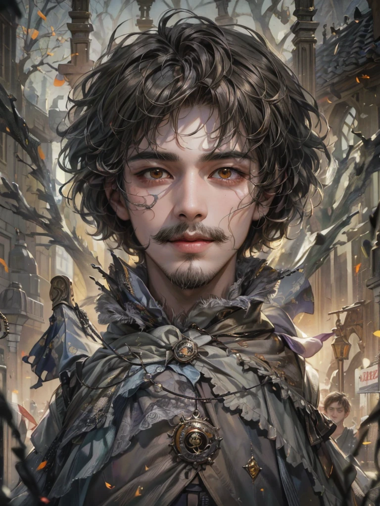 Absurdres masterpiece HDR high quality picture of a random scene from game of thrones portrait with a Tim Burton theme style in a beautiful masterpiece background , detailed character, handsome face