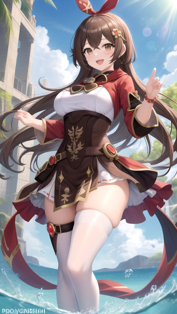 amber,Newspaper propaganda style,C cup,exposing your navel,Sexy Siamese stockings,busty figure,Fleshy thighs,Happy look