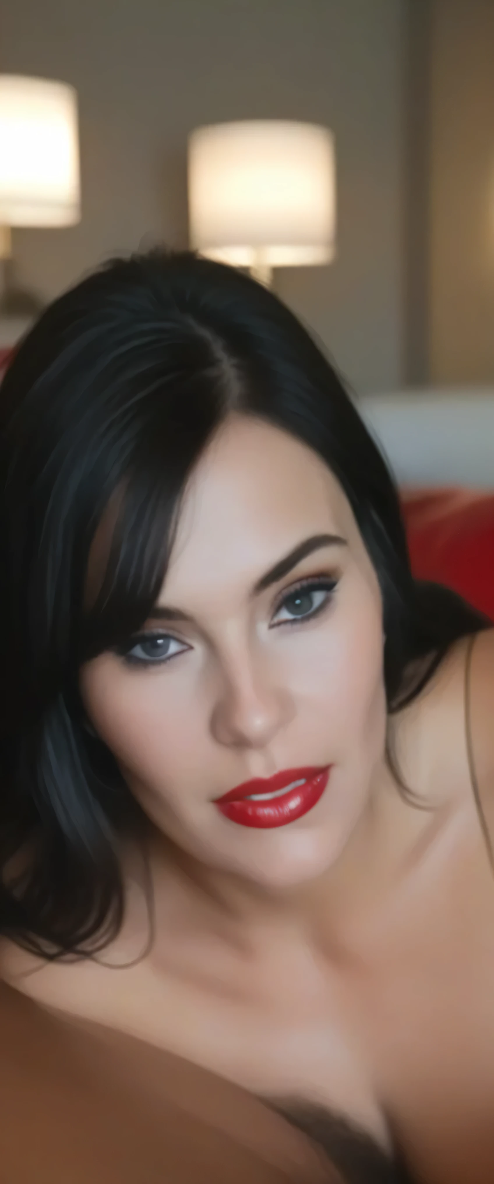 beautiful girl black hair with Nordic features, upturned nose, blue eyes, red lipstick, big large boobs, full lips, transparent black evening dress showing the leopard pin thong, neckline, slit on the dress, club, husband loses wife while playing poker, friend fucks her doggy style on gaming table, pose on all fours with eyes facing upwards and mouth open, viewed from above