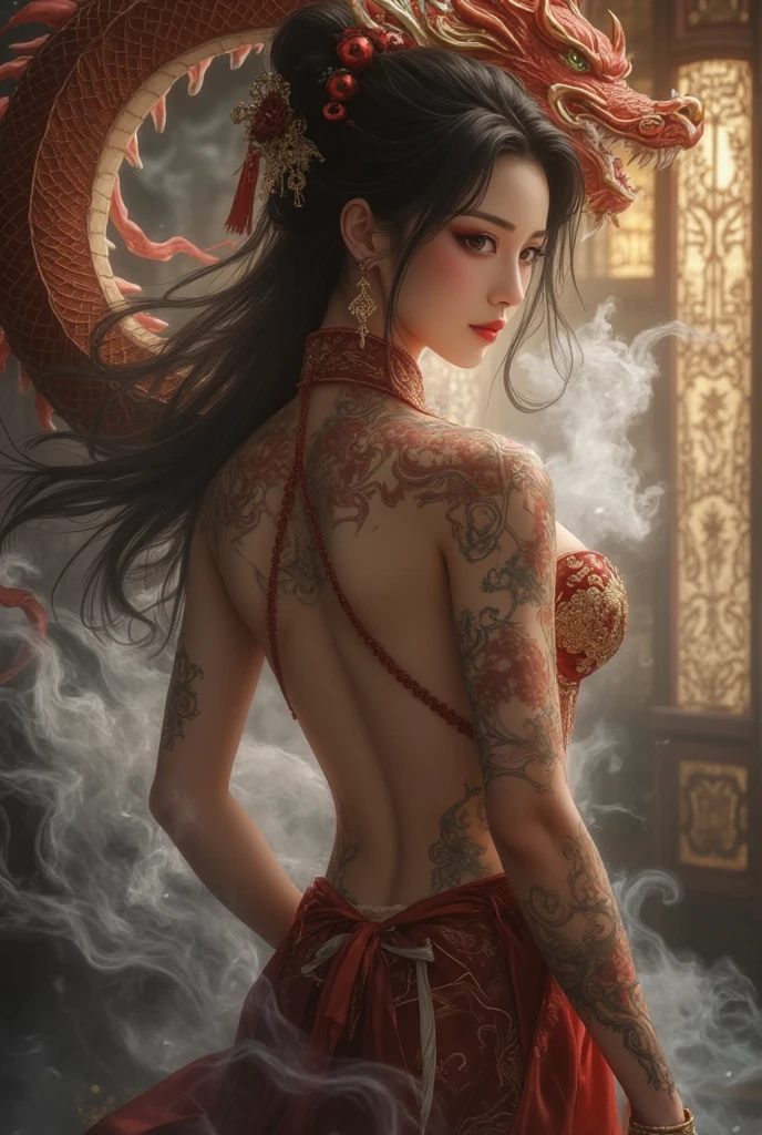 Create captivating stickers featuring Thai-style demons, adorned in sacred clothing, showcasing intimidating and awe-inspiring expressions. The backdrop should evoke the mystique of the underworld kingdom, the Naga spectators present, heightening the mythical ambiance of the scene. The intricate designs of the demon's attire and the intricate underworld background should underscore their power and sophistication. Images should exhibit vibrant, sharp colors, predominantly reds and greens, and exhibit high photographic quality. These stickers are rated R, containing graphic, blood, and gore depictions.