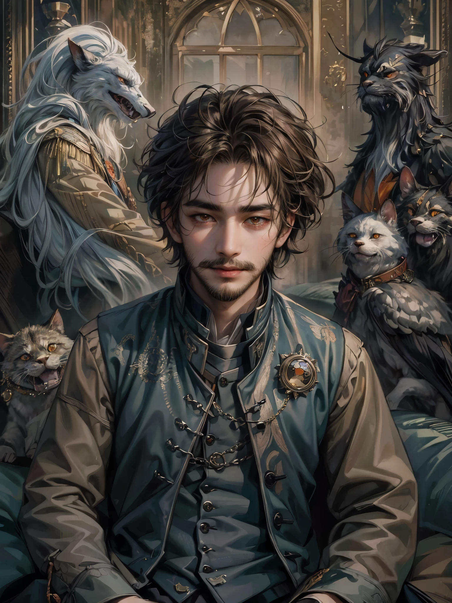 Absurdres masterpiece HDR high quality picture of a random scene from game of thrones portrait with a Tim Burton theme style in a beautiful masterpiece background , detailed character, handsome face