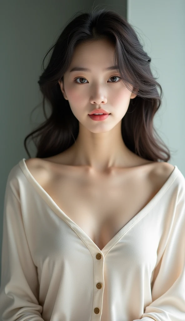 Japanese women、Clothes that do not expose skin、Close-up of face and chest、Model Photo