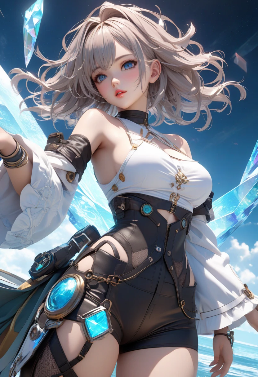 8K, Best Quality, Masterpiece, Ultra High Resolution, (Realism: 1.4), Original Photo, (Realistic Skin Texture: 1.3), (Film Grain: 1.3), (Selfie Angle), 1 Girl, Beautiful Eyes and Face Details, Masterpiece, Best Quality, Close-up, Upper Body, Looking at the Viewer