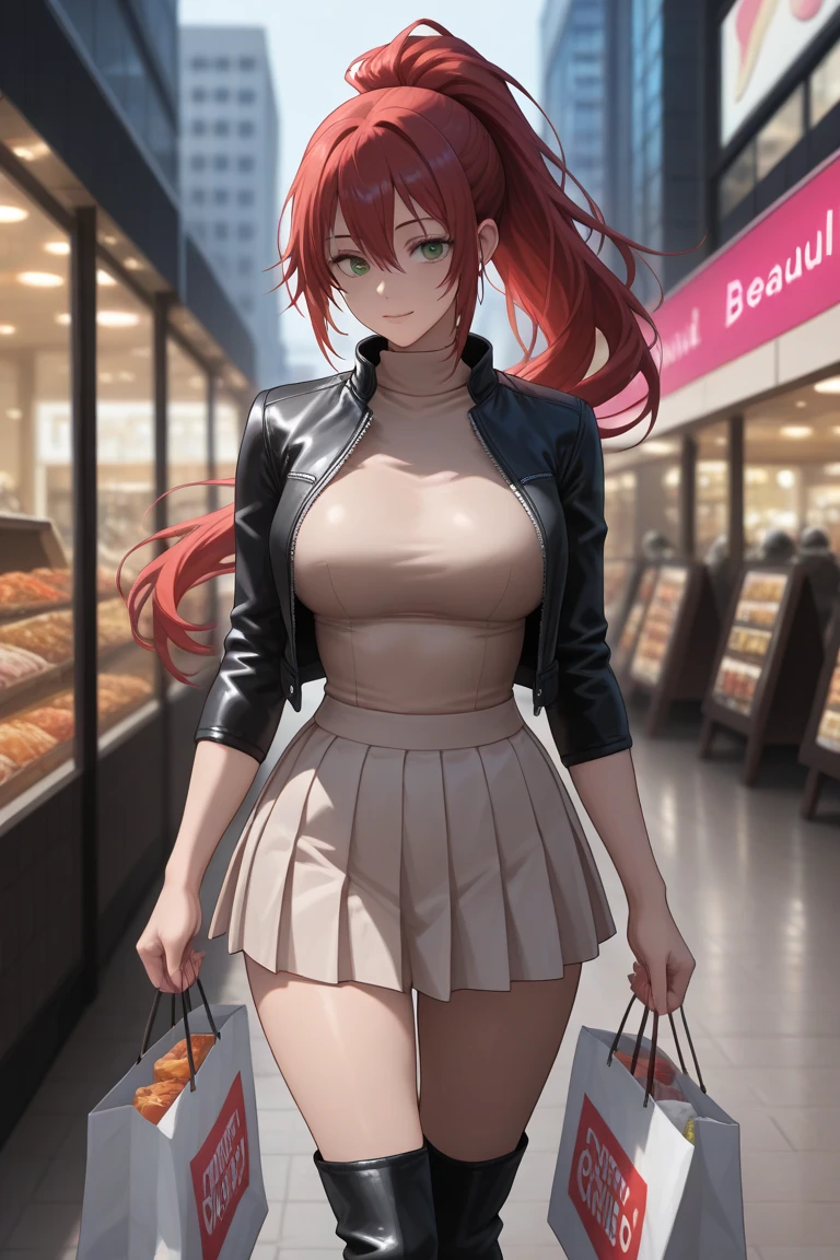 (masterpiece image, very detailed image, best high quality high definition image, carefully detailed textures and pixels, carefully detailed character and background, alone solo character)
{{1character: 22 years old red-haired elf citizen girl: (fair skin, green eyes, hair tied in two high-short-pigtails with pale-green ribbons, absolute beauty, nice feminine body, big breasts, huge butt, walking cheerful with good style, happy smiling face, enjoying the moment), (dark-blue shirt, light-blue skirt, navy-blue pantyhoses), (morning at the danish shopping)}}