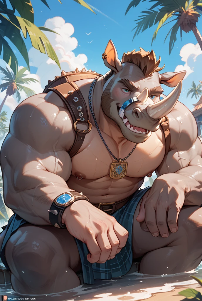 (male), solo standing (by honovy, by darkgem, by narse, by tojo the thief), (master splinter:1.2), fur, rat, quality eyes, naked, beach, lifeguard thong underwear, anatomically correct, fluffy neck, (smile),,rear view ,looking at viewer)