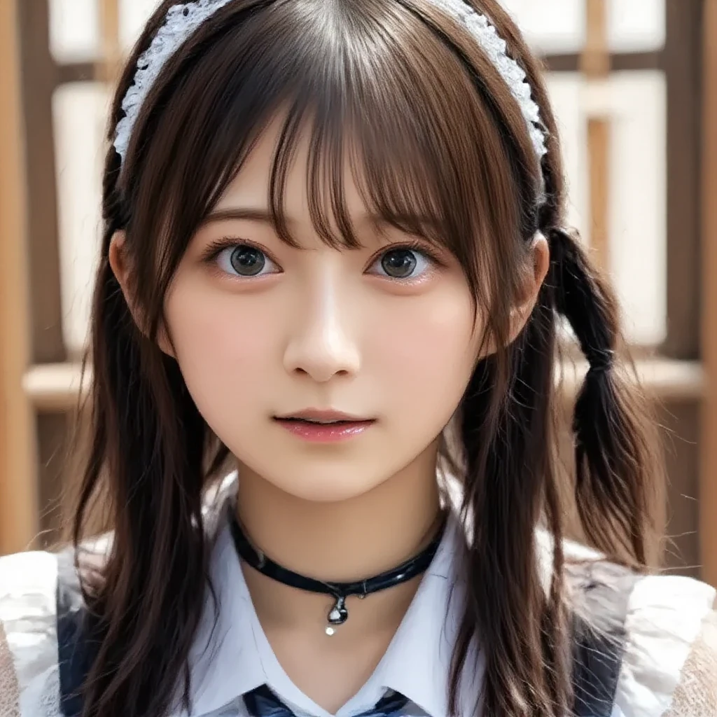 Highest quality, (beautiful)、maid Cafe、Brown Maid、Shoot from above