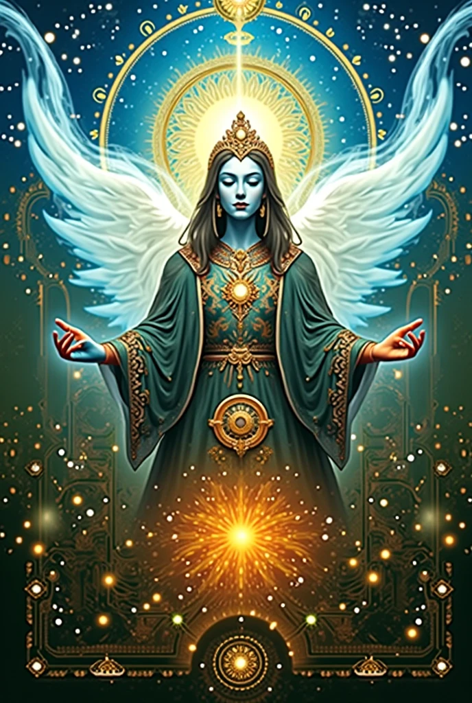 Blue two angels in the sky with a heart in their hands, some cosmic angels, beautiful gemini good and evil, twin souls, in the astral plane ) ) ), symmetrical epic fantasy art, infinite angelic wings, spiritual imagination of duality, ethereal aurora spirits, dan mumford and alex grey style, fractal thunder dan mumford, beautiful gemini twins alchemy, thunder God fantastic, detailed, wide, wallpaper 4k, wallpaper 4, realistic, Zen, dharmachakra, yin yang in middle love, tidak cacat, sangat detail