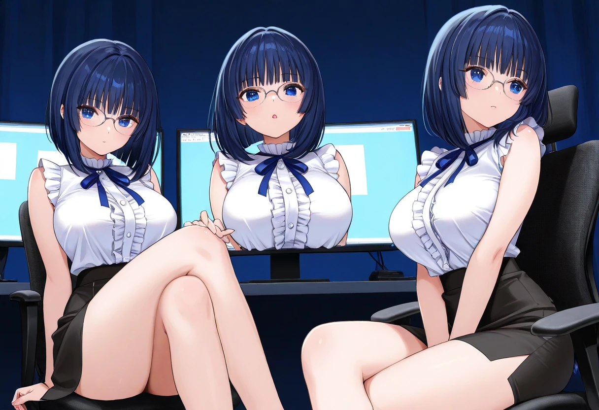 (((Ultra absurdres))), (collage:1.5), (various office sex scenes), (Looks like it was taken with a camera), (various angle), (ultra-quality), (in 8K), ultla highres, Hyper Detailed, High contrast, Ultrafine Strike, creative refinement, Realistic, extremely detailed CG unified 8k wallpaper, Highly detailed, High-definition raw color photos, professional photograpy, Realistic portrait, Cinematic Light, Beautiful detailed, 20 years old woman, bob cut ,ponytail, (diagonal bangs), (realistic skin:1.3), (Best Quality:1.4), Super Detail, High quality, master piece, lifelike, (sharp focus), Perfect face, Silly, (Wearing a business suit), (office worker), (secretary), Delicate Beautiful Hair and Eyes and Face, Delicate eyes, radiant eyes, Lifelike, Hyper-detailing, (colossal tits:1.6), (Big breasts:1.6), (Beautiful breasts:1.5), ((sexy hip)), Beautiful cute woman, (Bukkake:1.5), (no panties:1.5), (NSFW), (cum in pussy), (pussy), (natural pussy), camel-toe details, (arms behind back:1.3), arms are down, (Cum is Dripping from the crotch), (Cum is Overflowing from the crotch), ((Sexy legs)), thighs, (president's room), (((Seducing the viewer))), (Office lady's sexy self producing), (Changing clothes), wet clothes, (back shot), (back view), slim body