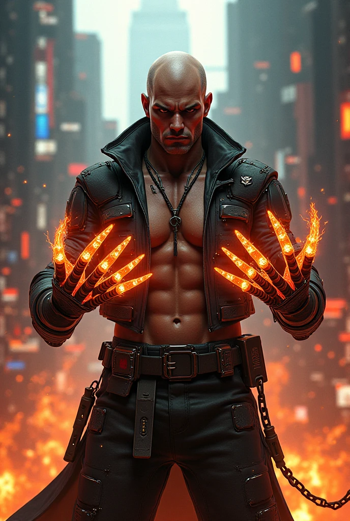 "(punk jacket:1) dark theme :: closeup face focus, ultra realistic futuristic cyberpunk muscular male white hair sitting on throne :: cyberpunk face (intricate black skull face:1) :: cool cybernetic punk jacket red neon eyes :: shirtless:: mechanical intricate mask :: natural lighting :: bokeh :: 8k :: best quality :: masterpiece "